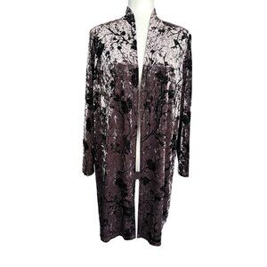 Kimono Duster Open Cardigan Sweater 1X Velvet Floral Purple Black Fairy Whimsigo